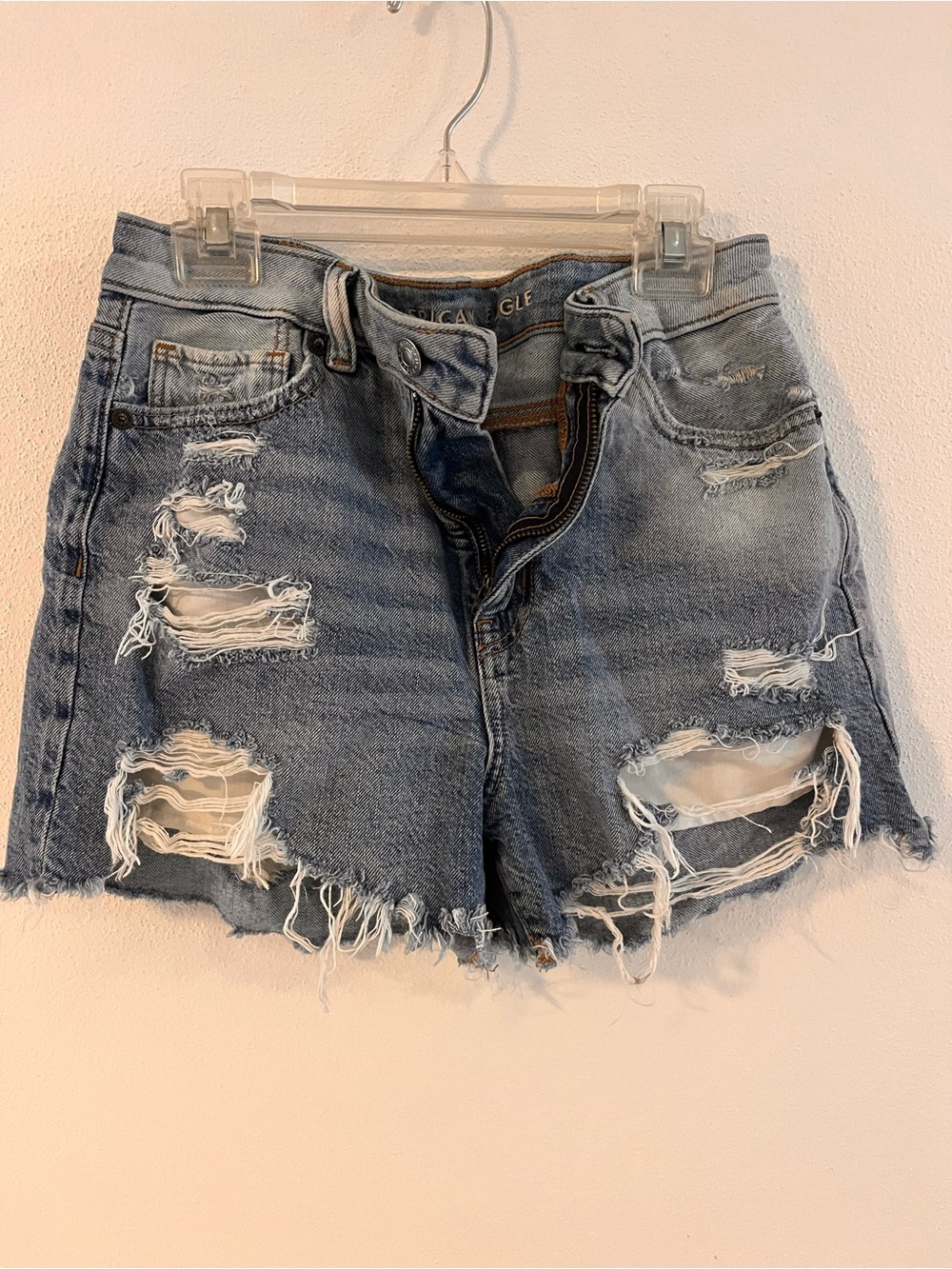 American Eagle Outfitters Distressed Light Blue Denim Cutoff Shorts